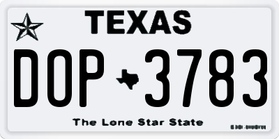 TX license plate DOP3783