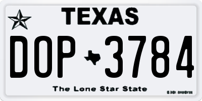 TX license plate DOP3784