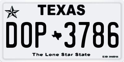 TX license plate DOP3786