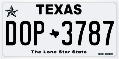 TX license plate DOP3787