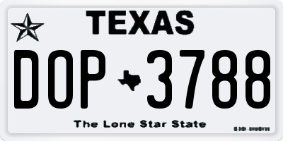 TX license plate DOP3788