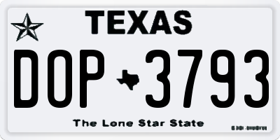TX license plate DOP3793