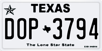 TX license plate DOP3794
