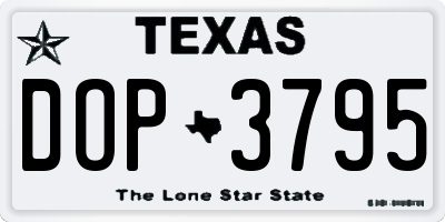 TX license plate DOP3795