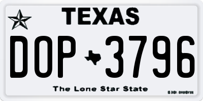TX license plate DOP3796