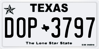 TX license plate DOP3797