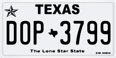 TX license plate DOP3799