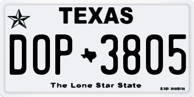TX license plate DOP3805