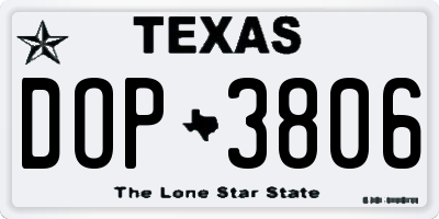 TX license plate DOP3806