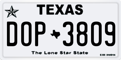 TX license plate DOP3809