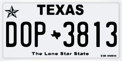 TX license plate DOP3813