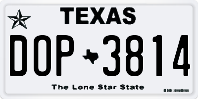 TX license plate DOP3814