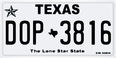 TX license plate DOP3816
