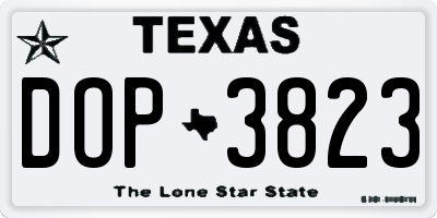 TX license plate DOP3823