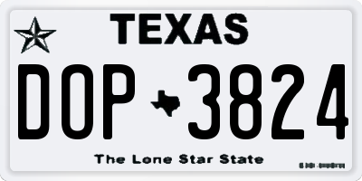 TX license plate DOP3824