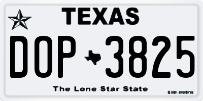 TX license plate DOP3825