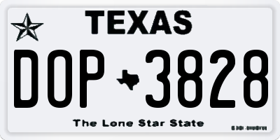TX license plate DOP3828