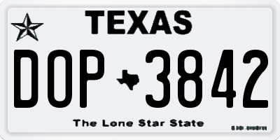 TX license plate DOP3842
