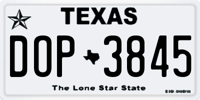 TX license plate DOP3845