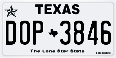 TX license plate DOP3846