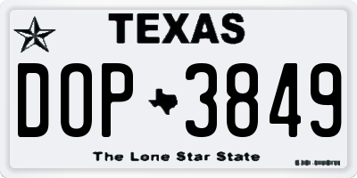TX license plate DOP3849