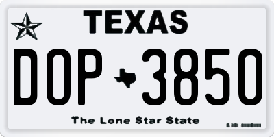 TX license plate DOP3850