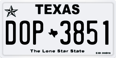 TX license plate DOP3851