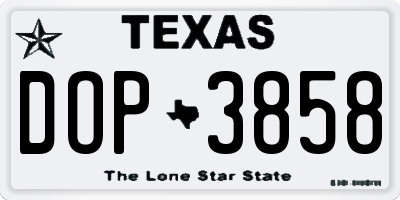 TX license plate DOP3858