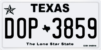 TX license plate DOP3859