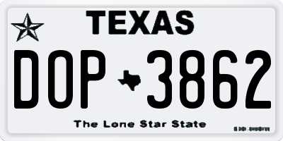 TX license plate DOP3862