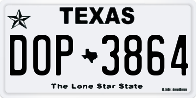 TX license plate DOP3864