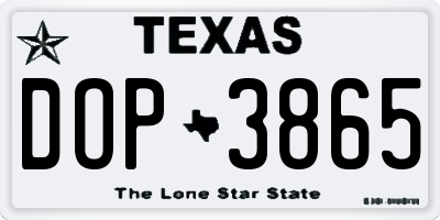 TX license plate DOP3865