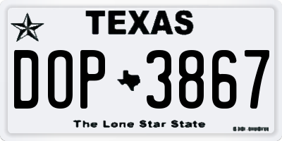 TX license plate DOP3867