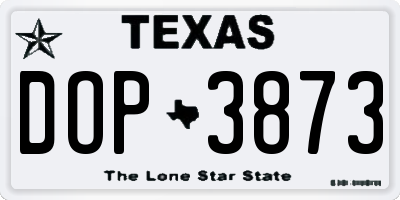 TX license plate DOP3873