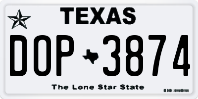 TX license plate DOP3874