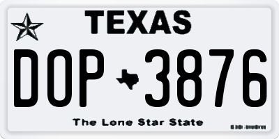 TX license plate DOP3876