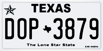 TX license plate DOP3879