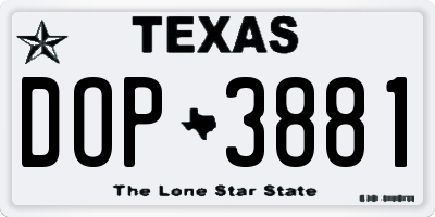 TX license plate DOP3881