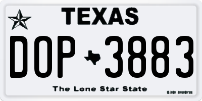 TX license plate DOP3883