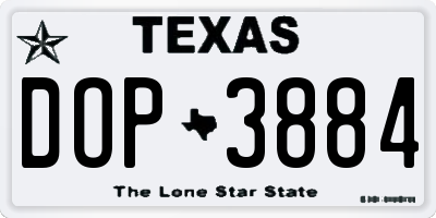 TX license plate DOP3884