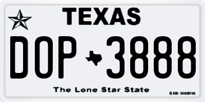 TX license plate DOP3888
