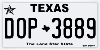 TX license plate DOP3889