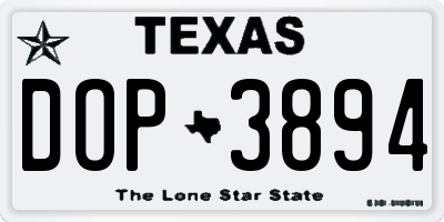 TX license plate DOP3894