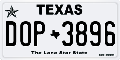 TX license plate DOP3896