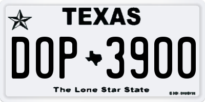 TX license plate DOP3900