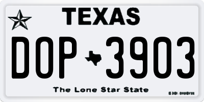TX license plate DOP3903