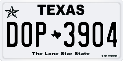 TX license plate DOP3904