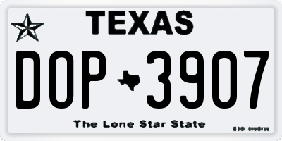 TX license plate DOP3907