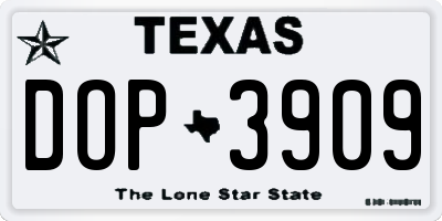 TX license plate DOP3909