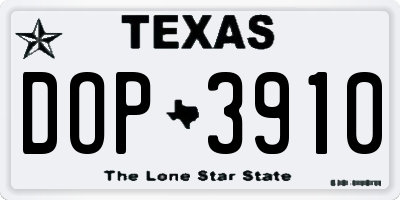 TX license plate DOP3910